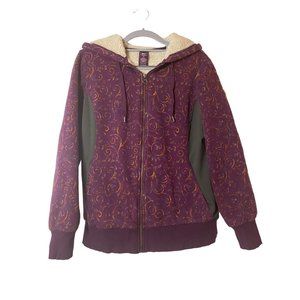 REI Sweater Womens Purple Green‎ Sherpa Lined Hiking Outdoors Casual Ladies Sz M